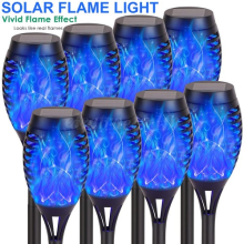 8x Flame Effect Solar Outdoor Lights Stake Garden Path Flickering LED Lamp Blue