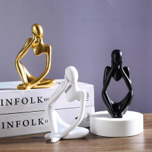 (Golden Thinking, As shown in the figure) Mini Abstract Figurine Creative Resin Art Craft Home Decor for Entryway Living Room Sample House Ornament