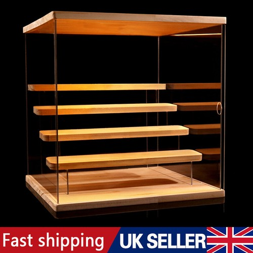 5Tier Clear Acrylic Display Case with Led Light For Collectibles Figures Wood UK 2
