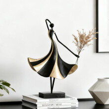 (black) Abstract Ballet Girl Figurine Luxury Art Sculpture Home Decor for TV Cabinet Wine Cabinet Elegant Gold