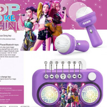 Kids Microphone Toy with Cool LED Lights & Music, Wireless Bluetooth Karaoke Singing Machine for Boys Girls Age 3-12, Birthday Gift