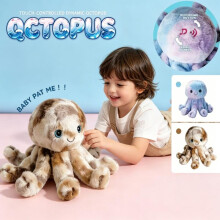 (blue) Electric Moving Plush Octopus Interactive Recording Singing Toy Cute Stuffed Animal for Kids