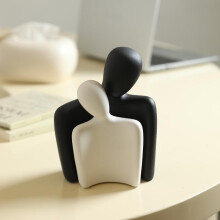 (Hp491-3b black) Creative Ceramic Abstract Figure Statue Couple Embrace Art Sculpture Modern Home Decor for Living Room Wine Cabinet Entryway