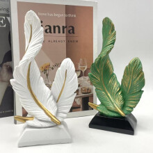 (White) Art Feather Ornament Elegant Home Decor for Living Room Entryway Desktop Accent Luxury Housewarming Gift