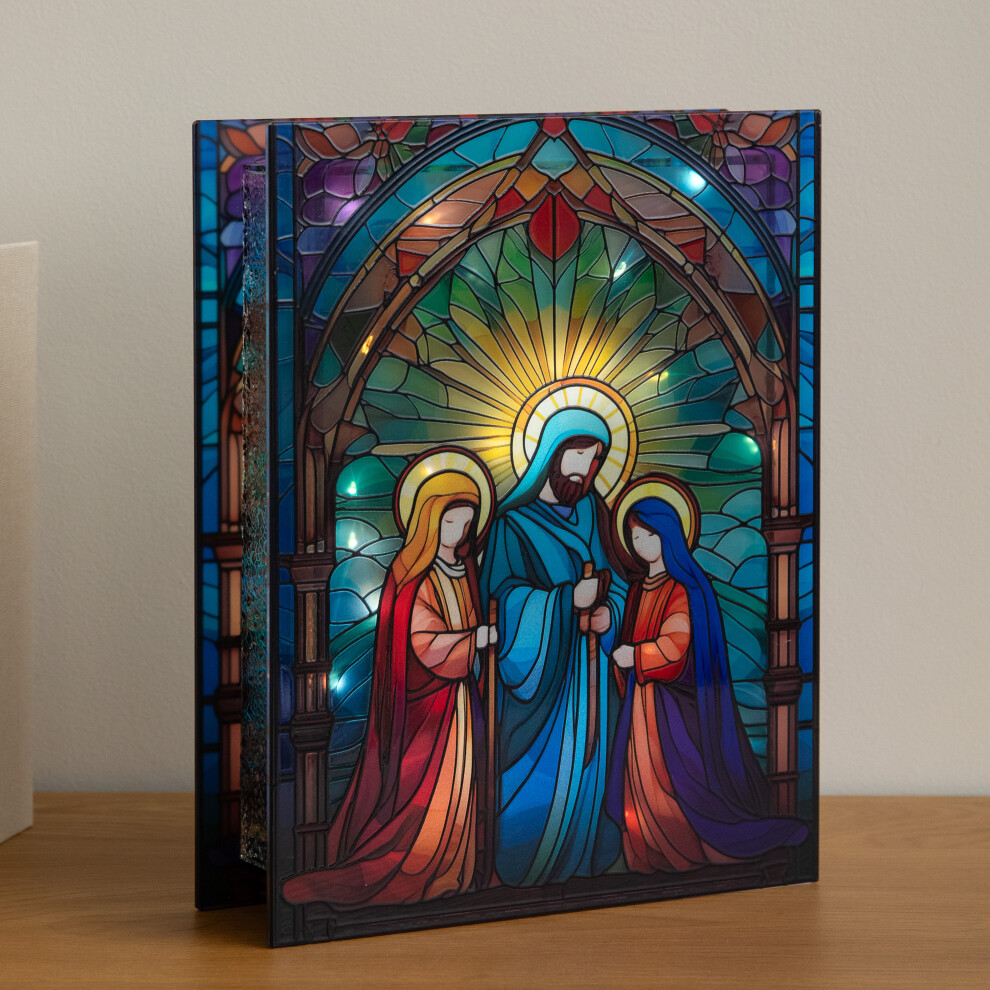 Premier Light Up Stained Glass Nativity Christmas Decoration