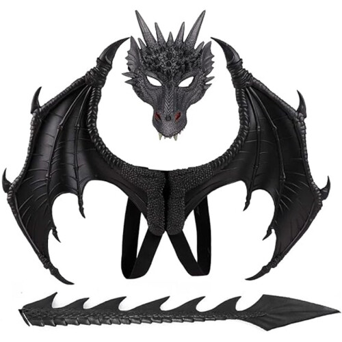 Dragon Wing Mask Tail Costume Set Halloween Devil Cosplay Accessories Kids