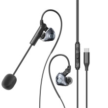(3.5 interface) Dual Mic Wired Gaming Earbuds Over-Ear HiFi Stereo Sport Earphones for PC Mobile
