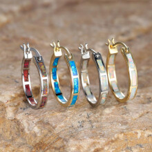 (Gold White) Wish Original Shine Opal Round Earrings Minimalist Luxury High-End Drop Earrings for Women 1 Pair