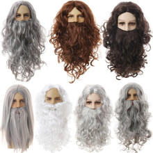 (68a braided christmas hair) Christmas Performance Wig Jesus Magician Wizard Cosplay Wig Men's Halloween Party Stage Wig