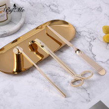 (gold) Candle Accessory Set 4-Piece Stainless Steel Candle Care Kit with Candle Snuffer, Wick Trimmer, Wick Dipper