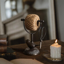 (XA-9) Vintage Cast Iron Bird Thread Spool Holder Rope Organizer Garden Decor Window Display Prop