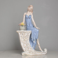 (blue) Luxury Handmade Ceramic Figurine Creative Minimalist Girl Bedroom Decor European Style Art Ornament Gift for Friend