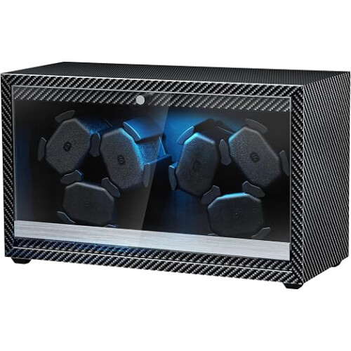Carbon Fiber Pattern Automatic Six Watch Winder