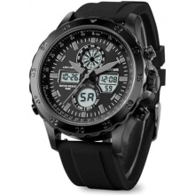 (L643n1: Black) PINDOWS Men's Watch Digital Analog Dual Display Multifunction Sport Casual Luminous Alarm Stopwatch Splash Resistant