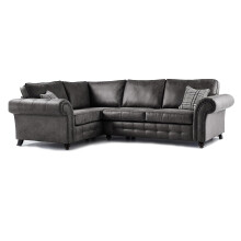 Oakland Suede Leather 1c2 Corner Sofa Black