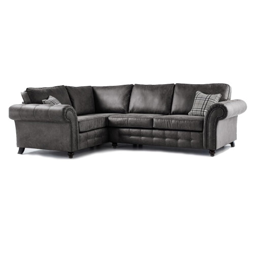 Furniture 786 Oakland Suede Leather 1c2 Corner Sofa Black
