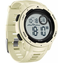 (Beige) findtime Men's Digital Military Sport Watch 50M Waterproof LED Stopwatch 12/24H Tactical Outdoor Wristwatch