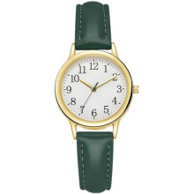Shengxi Elegant Women's Watch Classic Leather Strap Arabic Numerals Analog Quartz Simple Style Green