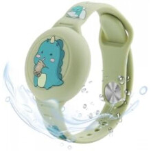 (Grün Dinosaurier) MIRPARVA Kids AirTag Wristband - Waterproof Silicone Hidden Case, Anti-Lost GPS Bracelet for Toddlers & Adults, Donut Purple