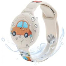 (Beige Auto) MIRPARVA Kids AirTag Wristband - Waterproof Silicone Hidden Case, Anti-Lost GPS Bracelet for Toddlers & Adults, Donut Purple