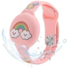 (Rosa Regenbogen) MIRPARVA Kids AirTag Wristband - Waterproof Silicone Hidden Case, Anti-Lost GPS Bracelet for Toddlers & Adults, Donut Purple