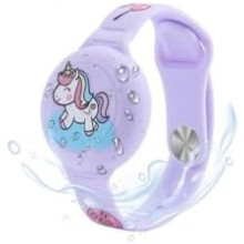 (Lila Pferd) MIRPARVA Kids AirTag Wristband - Waterproof Silicone Hidden Case, Anti-Lost GPS Bracelet for Toddlers & Adults, Donut Purple