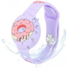 (Krapfen Lila) MIRPARVA Kids AirTag Wristband - Waterproof Silicone Hidden Case, Anti-Lost GPS Bracelet for Toddlers & Adults, Donut Purple