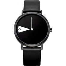 (Schwarz(0090)) SHENGKE Minimalist Women Watch Ultra Thin Leather Band Creative Waterproof Quartz Wristwatch