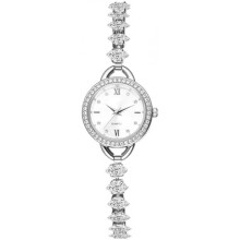 (Silber) JewelryWe Women's Diamond Quartz Watch Sparkling Rhinestone Slim Metal Band Elegant Adjustable Jewelry Bracelet Watch Gift for Women Girls
