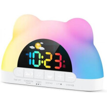 Azyh Kids Digital Alarm Clock Sleep Trainer for Girls Boys with 11 RGB Night Light, 10 Sound Effects, Dual Alarms, Snooze, Plug-in, 12/24H