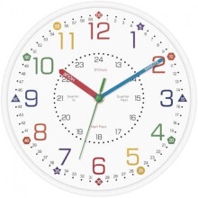 (Mehrfarbig - 10 in) Foxtop Kids Wall Clock Silent No Tick Modern Colorful 30cm for Boys Girls Bedroom Kitchen Classroom