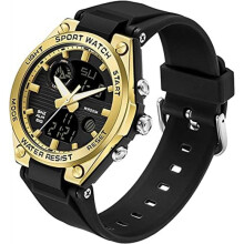 (Gold) findtime Women's Digital Watch Silicone Band 50M Waterproof Analog Digital Sport Watch with Alarm Date LED Backlight Kids Electronic Watch