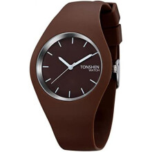 (Braun) TONSHEN Women's Watch Fashion Analog Quartz Wristwatch Simple Casual Rubber Band 12 Colors