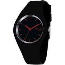(Schwarz Rot) TONSHEN Women's Watch Fashion Analog Quartz Wristwatch Simple Casual Rubber Band 12 Colors