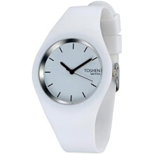 (Weiß) TONSHEN Women's Watch Fashion Analog Quartz Wristwatch Simple Casual Rubber Band 12 Colors