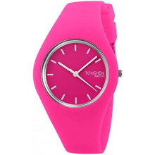 (Rosa Rot) TONSHEN Women's Watch Fashion Analog Quartz Wristwatch Simple Casual Rubber Band 12 Colors