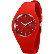 (Rot) TONSHEN Women's Watch Fashion Analog Quartz Wristwatch Simple Casual Rubber Band 12 Colors