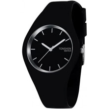 (Schwarz) TONSHEN Women's Watch Fashion Analog Quartz Wristwatch Simple Casual Rubber Band 12 Colors