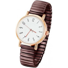 (Braun) AOOSU Women's Stretch Band Watch Analog Quartz Large Numbers Easy Read Casual Dress Wristwatch