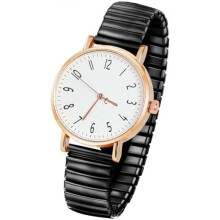 (Schwarz) AOOSU Women's Stretch Band Watch Analog Quartz Large Numbers Easy Read Casual Dress Wristwatch