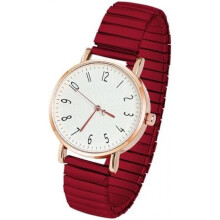 (Rot) AOOSU Women's Stretch Band Watch Analog Quartz Large Numbers Easy Read Casual Dress Wristwatch
