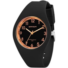 (Schwarz) AOOSU Women's Watch Silicone Band Analog Quartz Sport Casual Minimalist for Student Adult