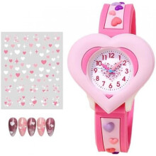 (Rosa Herz) Vspek Cartoon Watch for Girls Kids Digital Watch with Stopwatch for 3-10 Years Toddler Pink