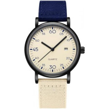 (Blau) FindTime Analog Watch for Kids Unisex Student Classic Arabic Numeral Dial Quartz Easy to Read Nylon Band Black