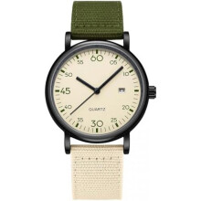 (Grün) FindTime Analog Watch for Kids Unisex Student Classic Arabic Numeral Dial Quartz Easy to Read Nylon Band Black