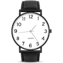 (Schwarz) OFFCUP Mens Watch Analog Quartz Minimalist Wristwatch Business Casual Waterproof Black Dial Leather Strap