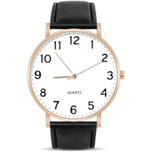 (Schwarzgold) OFFCUP Mens Watch Analog Quartz Minimalist Wristwatch Business Casual Waterproof Black Dial Leather Strap