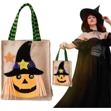 Cute Pumpkin Candy Bag with Handle Halloween Trick or Treat Gift Bag