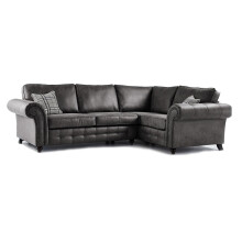 Oakland Suede Leather 2c1 Corner Sofa Black