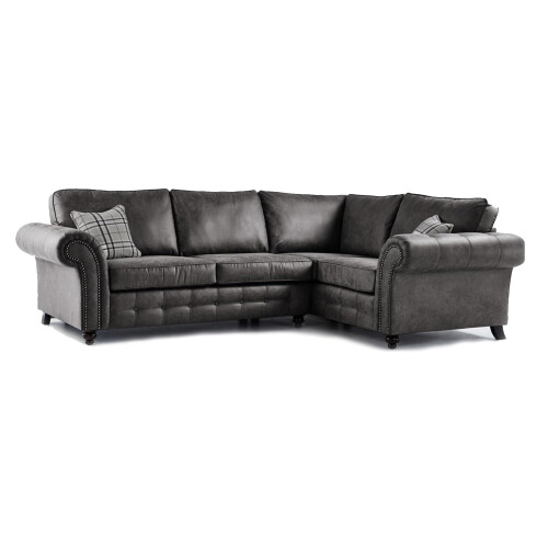 Furniture 786 Oakland Suede Leather 2c1 Corner Sofa Black